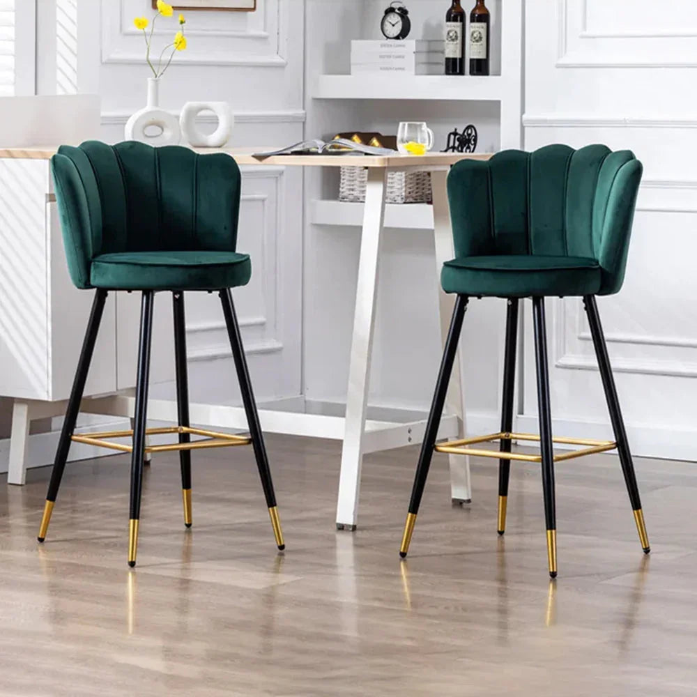 Green Color Flower Counter Stool - All India Decor