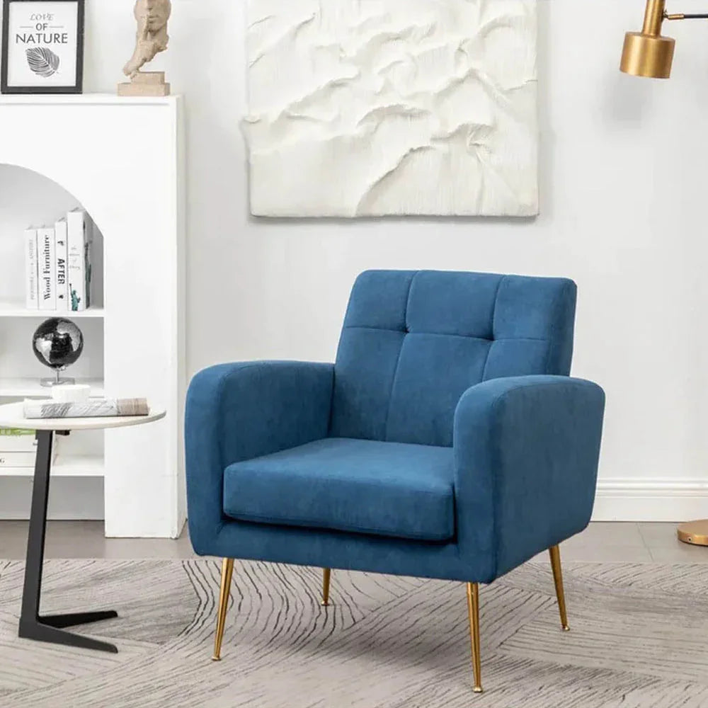 Blue Tufted Luxe Velvet Lounge Chair - All India Decor