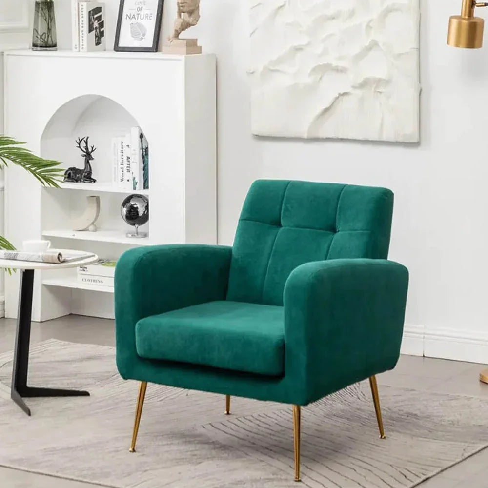 Emerald Tufted Luxe Velvet Lounge Chair - All India Decor