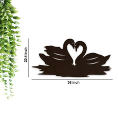 Loving Pair of Swan Backlit Wooden Wall Decor with LED Night Light Walnut Finish - All India Decor