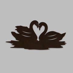 Loving Pair of Swan Backlit Wooden Wall Decor with LED Night Light Walnut Finish - All India Decor