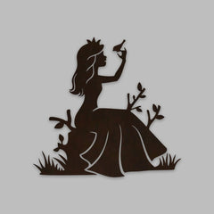 Fairytale Princess Backlit Wooden Wall Decor with LED Night Light Walnut Finish - All India Decor
