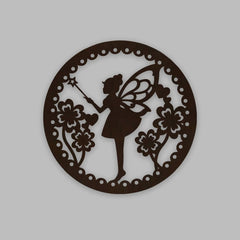 Fairy Butterfly Angel Backlit Wooden Wall Hanging with LED Night Light Walnut Finish - All India Decor