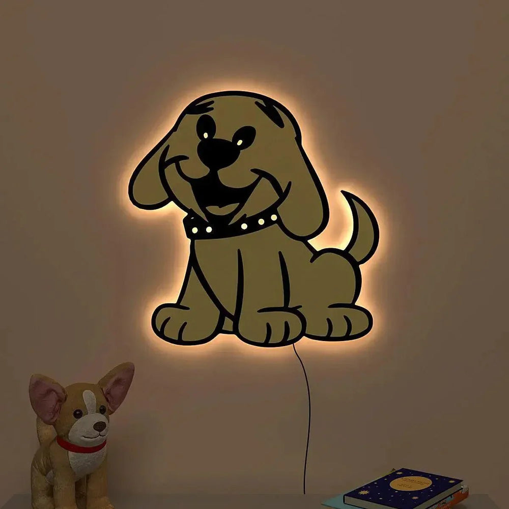 Cheerful Dog Backlit Wooden Wall Décor - All India Decor