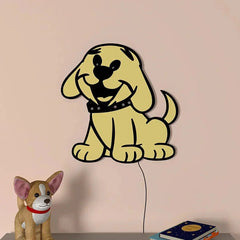 Cheerful Dog Backlit Wooden Wall Décor - All India Decor