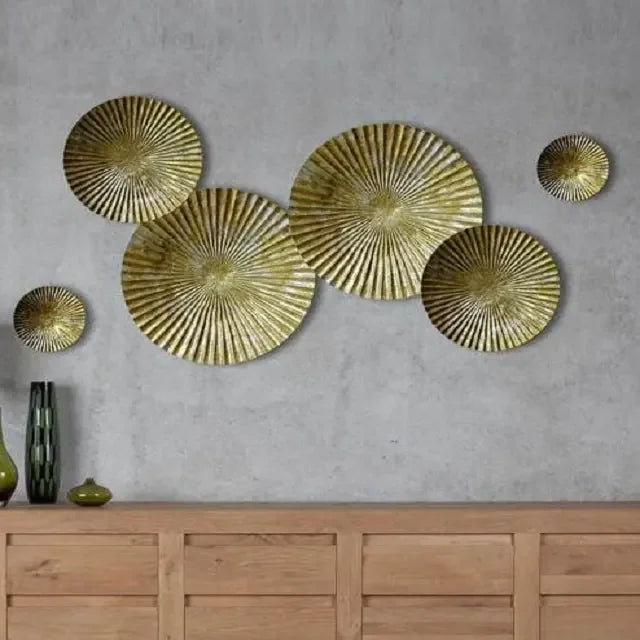 Bright Gold And Silver Color Circles Metal Wall Art - All India Decor