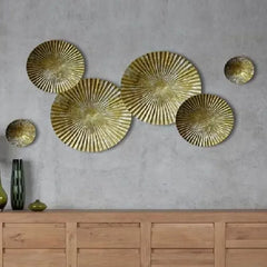 Bright Gold And Silver Color Circles Metal Wall Art - All India Decor