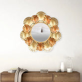 Coral Round Decorative Metal Frame Mirror (Brown & Gold) - All India Decor