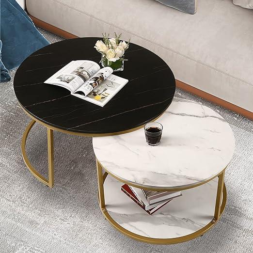 Negro & Alba Nesting Coffee Tables Set Of 2 - All India Decor