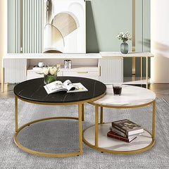 Negro & Alba Nesting Coffee Tables Set Of 2 - All India Decor