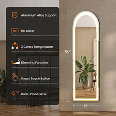 Floor LED Mirror – Gold Aluminium Frame with Saint Gobain Glass - All India Decor