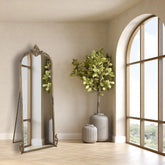 Hand casted Full length Mirror with Stand in Aluminium / Mirror (Vintage Brass) - All India Decor