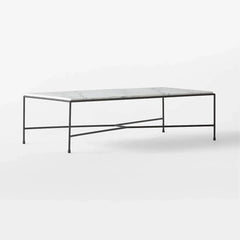 BLACK METAL OUTDOOR COFFEE TABLE WITH MARBLE TOP - All India Decor