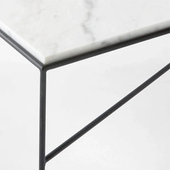 BLACK METAL OUTDOOR COFFEE TABLE WITH MARBLE TOP - All India Decor