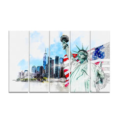 Statue of Liberty Split Wall Art Set of 5 - All India Decor