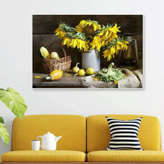 Gorgeous Still Life Wall Painting of Yellow Sunflowers - All India Decor