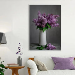 Soothing Lilac Flower Vase Still Life Canvas Painting - All India Decor
