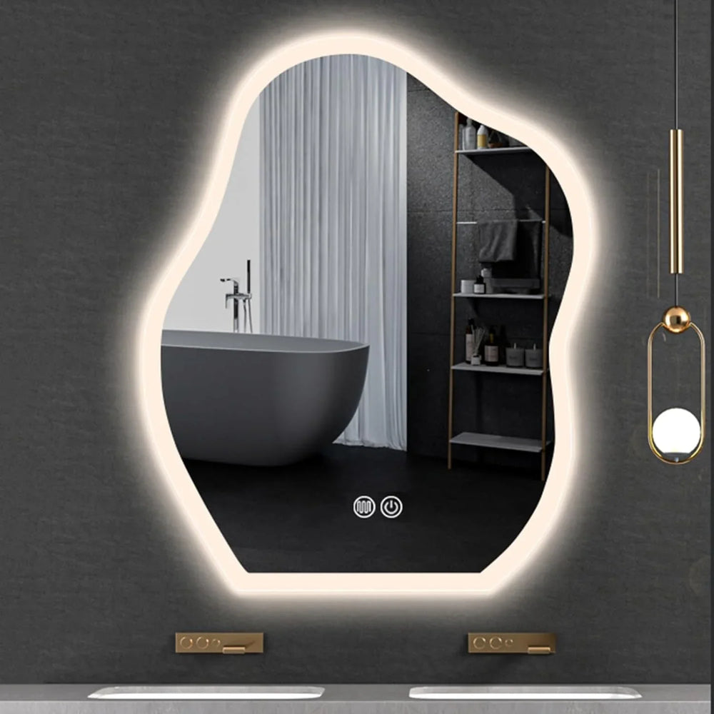 Frosted Edge Irregular LED Mirror - All India Decor