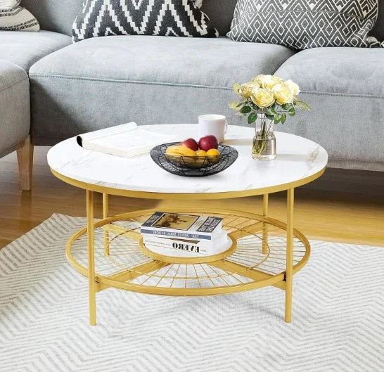 Modern Gold Frame Marble Center Table - All India Decor