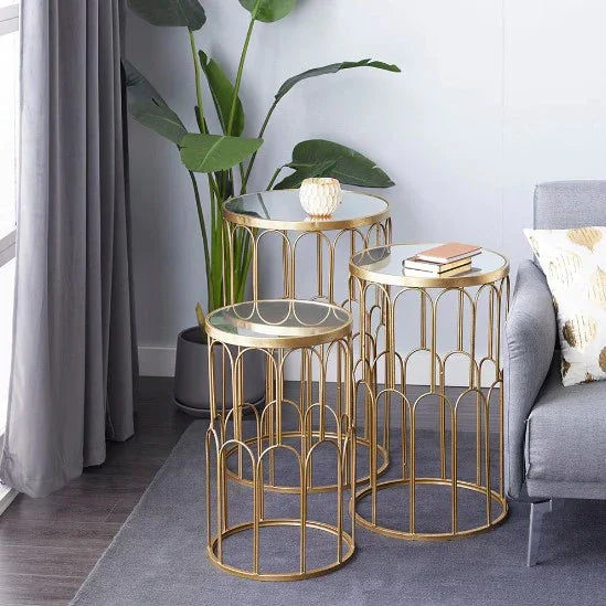Glass Top Nesting Table (set of 3 ) - All India Decor