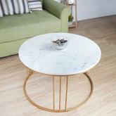 Luxury Round Marble White Matte Finish Metal Center Table - All India Decor