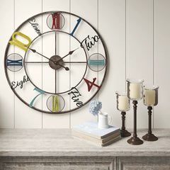 Vintage Large Metal Wall Clock with Colourful Numbers - All India Decor - All India Decor