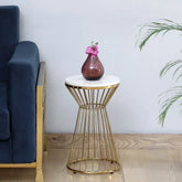 Metal End Table In White Colour - All India Decor