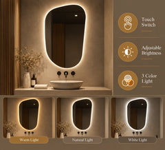 LED bathroom mirror with touch sensor