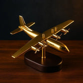 Brass Aeroplane Showpiece with Wooden Base - All India Decor