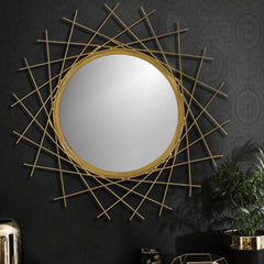 Gold Mild Steel Aurora Decorative Mirror - All India Decor
