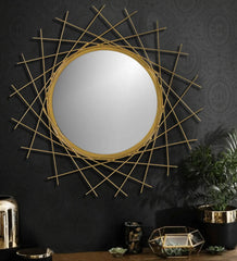 Gold Mild Steel Aurora Decorative Mirror - All India Decor