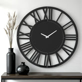 Black Metal Large Wall Clock For Living Room - All India Decor