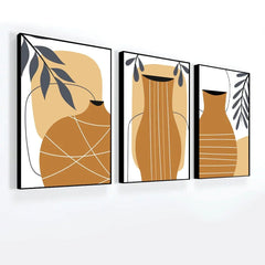 Beautiful Hand Drawn Flat Design Boho Wall Art Set of 3 - All India Decor