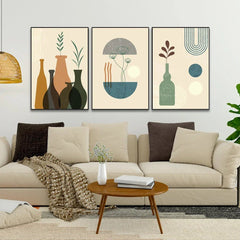 Boho Modern Abstract Contemporary Frame Painting & Wall Arts Set of 3 - All India Decor