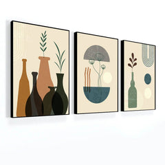 Boho Modern Abstract Contemporary Frame Painting & Wall Arts Set of 3 - All India Decor