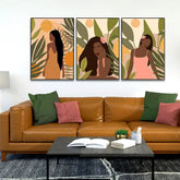 Boho Abstract Fashion Black Woman Wall Art Set of 3 - All India Decor