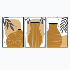 Beautiful Hand Drawn Flat Design Boho Wall Art Set of 3 - All India Decor