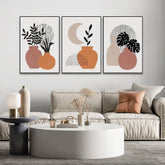 Boho Framed Painting Modern Art Abstract Wall decoration Wall Art Set of 3 - All India Decor