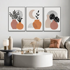 Boho Framed Painting Modern Art Abstract Wall decoration Wall Art Set of 3 - All India Decor