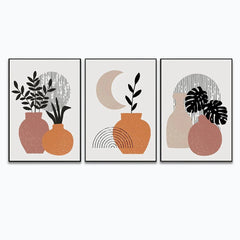 Boho Framed Painting Modern Art Abstract Wall decoration Wall Art Set of 3 - All India Decor
