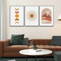 Boho Abstract Mid Century Concept Wall Art Prints Set of 3 - All India Decor