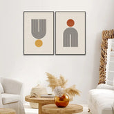 Mid - Century Abstract Contemporary Aesthetic Wall Art Set of 2 - All India Decor