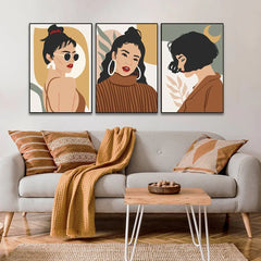 Modern Art Premium Brown Boho Frame Painting for Wall Decoration Set of 3 - All India Decor