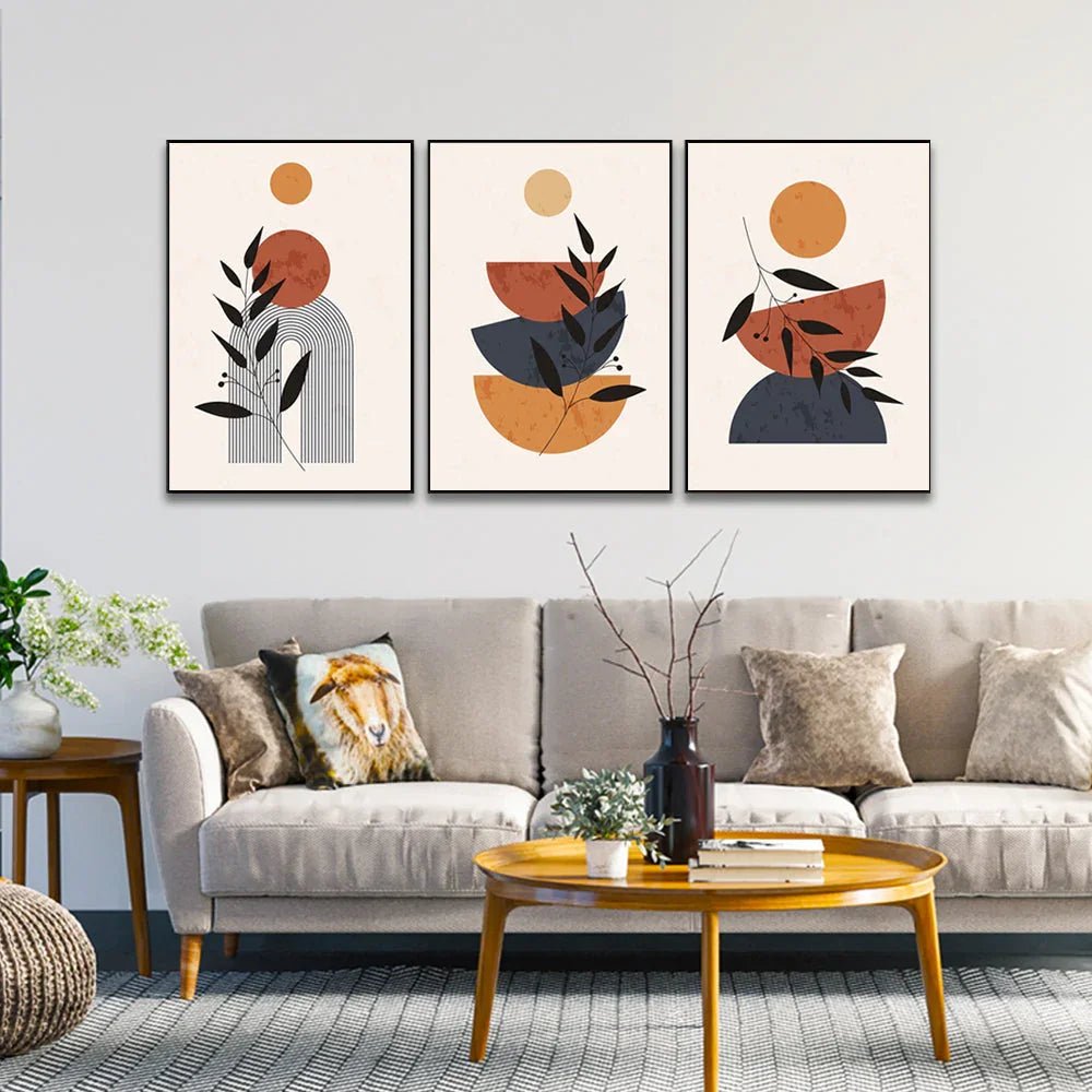 Modern Poster Minimal in Boho Style for Wall Art for Wall Decoration Set of 3 - All India Decor