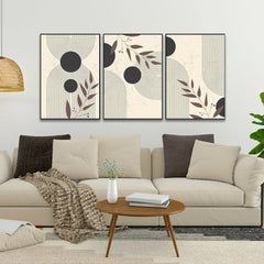Mid Century Boho Modern Aesthetic in Vintage for Wall Art Set of 3 - All India Decor