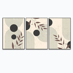 Mid Century Boho Modern Aesthetic in Vintage for Wall Art Set of 3 - All India Decor