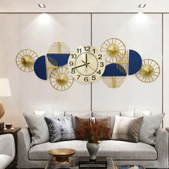 Blue & Golden Metal Wall Clock - All India Decor