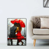 Beautiful Romantic Couple Love Under Rain Canvas Wall Paintings & Arts - All India Decor