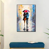 Beautiful Couple's Walk in the Rain Canvas Wall Paintings & Arts - All India Decor