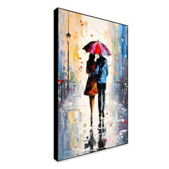 Beautiful Couple's Walk in the Rain Canvas Wall Paintings & Arts - All India Decor
